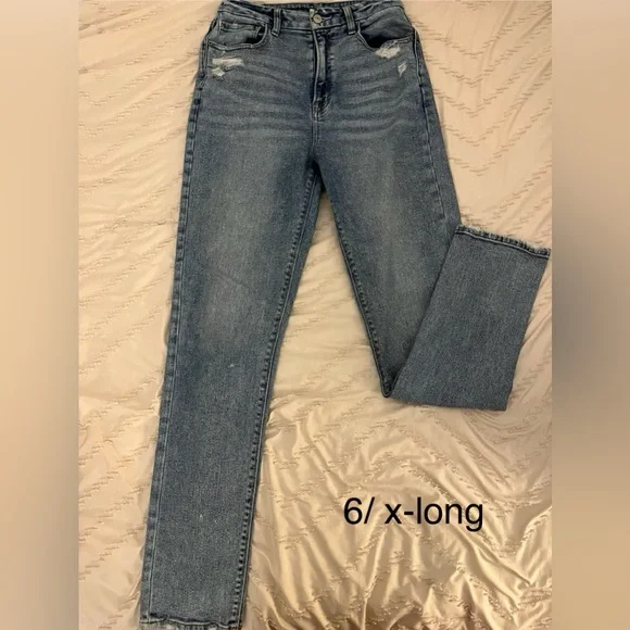 Dark wash jeans, distressed jeans, kaki cargos, deep brown pants. $12 each. - Picture 2 of 4